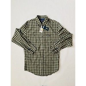 Men's NWT US Polo Assn Small Green Plaid 100% Cotton Long Sleeve Button Down